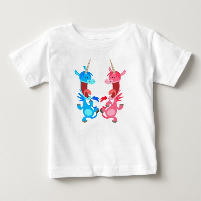 Niedlicher Cartoon Dancing Unicorns Baby T - Shirt (Vorderseite)