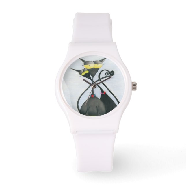 Niedlicher Cartoon der Katze Armbanduhr (Vorderseite)