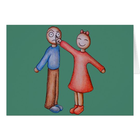 Niedlicher Cartoon der Mädchen-Sammeln-Jungen-Nase Karte