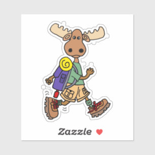 Niedlicher Cartoon der Moose Hiker Aufkleber