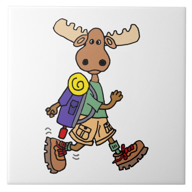 Niedlicher Cartoon der Moose Hiker Fliese (Vorderseite)