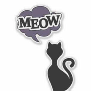 Niedlicher Cartoon der Silhouette "Schwarze Katze" Aufkleber