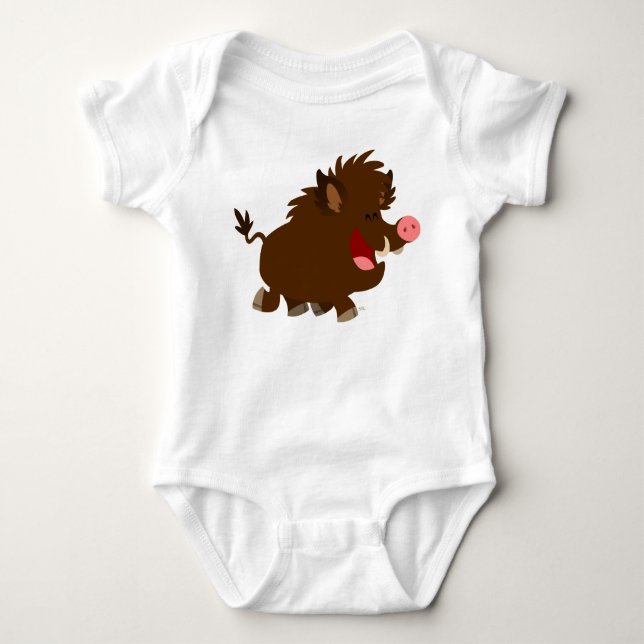 Niedlicher Cartoon, der wilder Eber-Baby-Strampler Baby Strampler (Vorderseite)