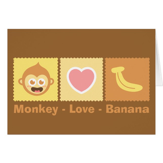 Niedlicher Cartoon des Affen - Liebe - Banane (Vorderseite (Horizontal))