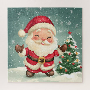 niedlicher Cartoon des Santa Claus im Winter