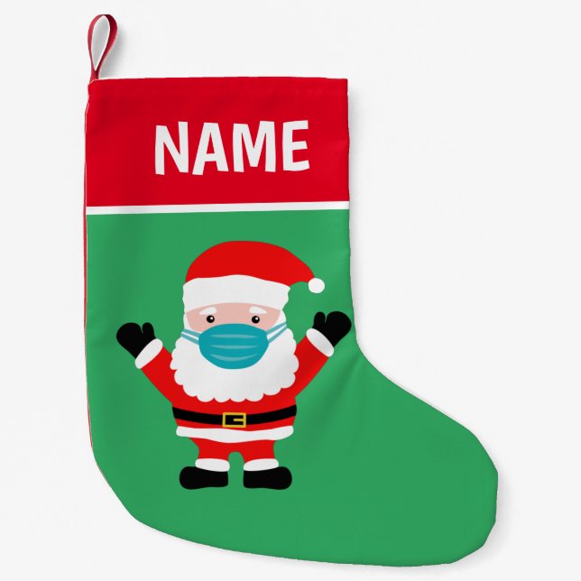 Niedlicher Cartoon des Weihnachtsmanns mit blauer  Kleiner Weihnachtsstrumpf (Vorderseite)