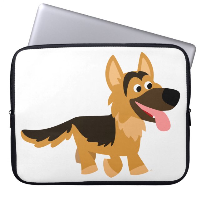Niedlicher Cartoon Deutscher Schäferhund Laptop-Si Laptopschutzhülle (Vorderseite)