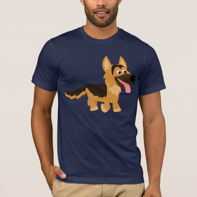 Niedlicher Cartoon Deutscher Schäferhund T - Shirt (Vorderseite)