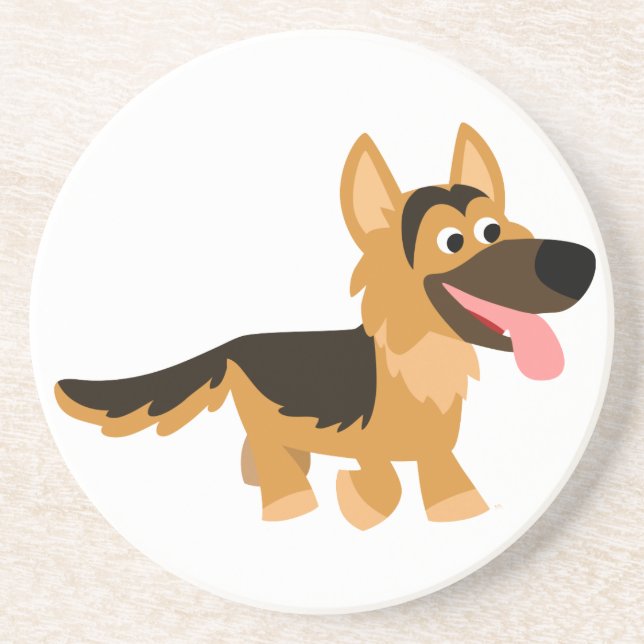 Niedlicher Cartoon Deutscher Schäferhund Untersetz Untersetzer (Vorne)