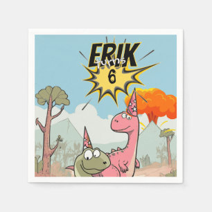 Niedlicher Cartoon Dinosaur Geburtstag Serviette