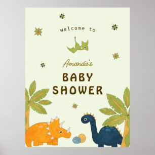 Niedlicher Cartoon Dinosaur Kinderdusche Poster