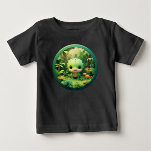 Niedlicher Cartoon Dinosaurier im Bambuswald Baby T-shirt