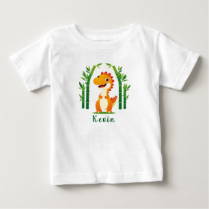 Niedlicher Cartoon-Dinosaurier im üppigen grünen D Baby T-shirt
