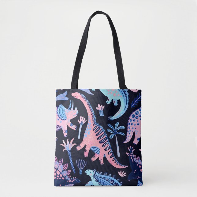 Niedlicher Cartoon Dinosaurier-Muster. Tasche (Vorderseite)
