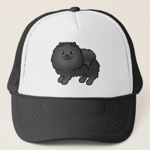 Niedlicher Cartoon Dog aus schwarzem Spitz Truckerkappe
