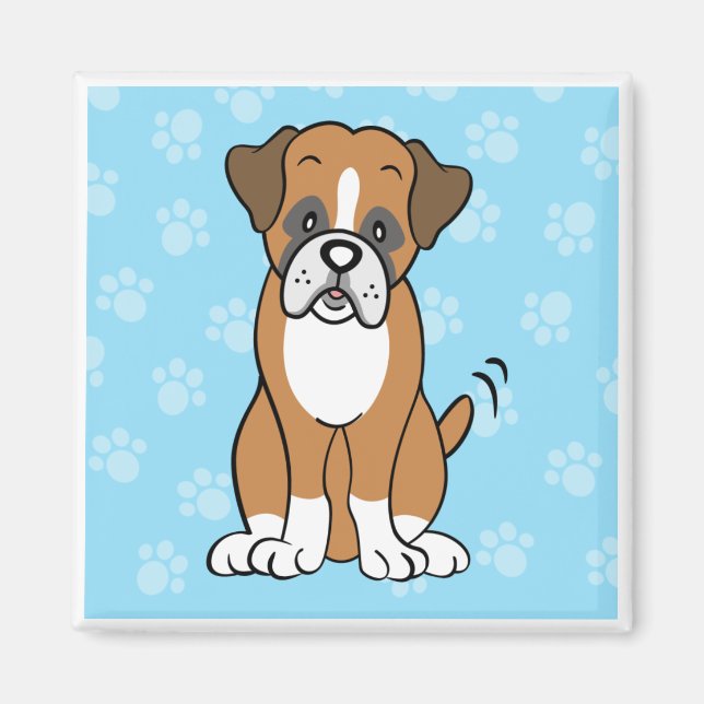 Niedlicher Cartoon Dog Boxer Square Magnet (Vorne)