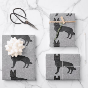 Niedlicher Cartoon Dog Design des Schwarzen Deutsc Geschenkpapier Set