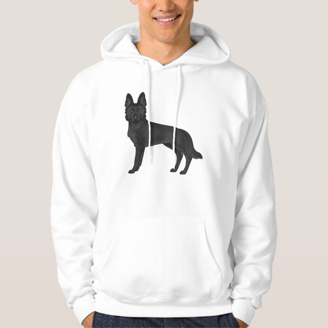 Niedlicher Cartoon Dog Design des Schwarzen Deutsc Hoodie (Vorderseite)