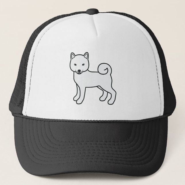 Niedlicher Cartoon Dog Illustration von White Shib Truckerkappe (Vorderseite)