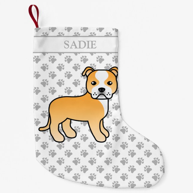 Niedlicher Cartoon Dog & Name Kleiner Weihnachtsstrumpf (Vorderseite)