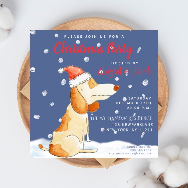 Niedlicher Cartoon Dog - Party zu Weihnachten Einladung (Von Creator hochgeladen)