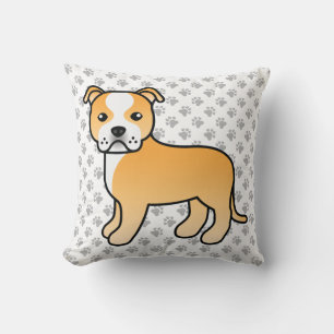 Niedlicher Cartoon Dog & Paws aus Fauna und Weiß Kissen