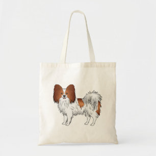 Niedlicher Cartoon Dog, rot und weiß Papillon Tragetasche