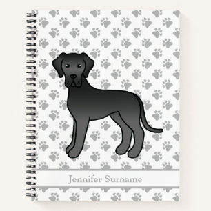 Niedlicher Cartoon Dog & Text von Black Great Dane Notizbuch
