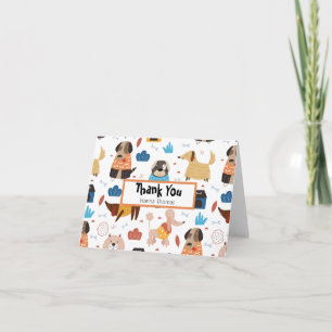 Niedlicher Cartoon Dog Thema Geburtstagsparty Dankeskarte