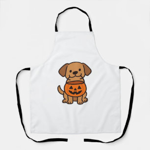 Niedlicher Cartoon Dog Trick-or-Treating Classic T Schürze