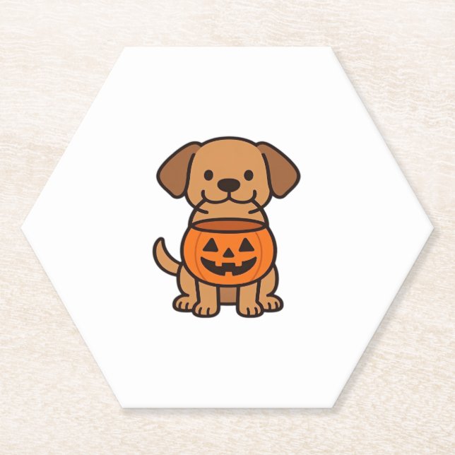 Niedlicher Cartoon Dog Trick-or-Treating Classic T Untersetzer (Vorderseite)
