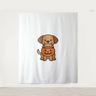 Niedlicher Cartoon Dog Trick-or-Treating Classic T Wandteppich