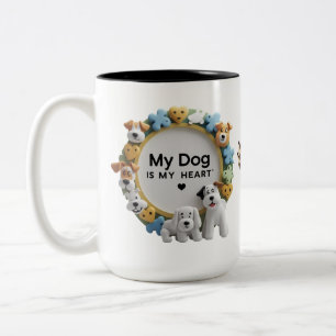 Niedlicher Cartoon Dog Zwei-Tonen-Tasse (15oz) Zweifarbige Tasse