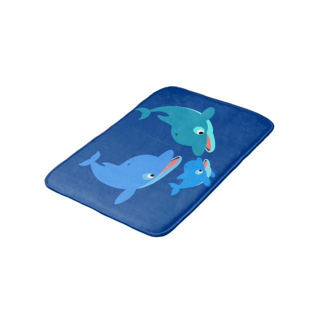 Niedlicher Cartoon Dolphin Badematte (Schrägansicht)