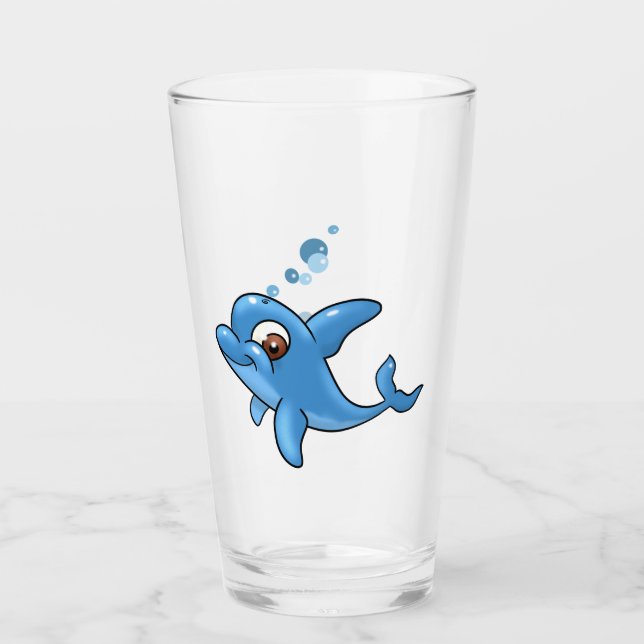 Niedlicher Cartoon Dolphin Glas (Vorderseite)