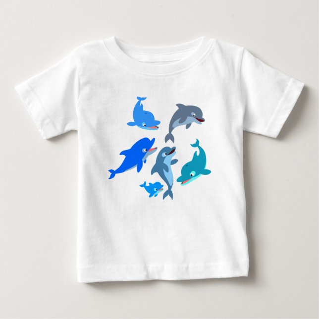Niedlicher Cartoon Dolphin Pod Baby T - Shirt (Vorderseite)