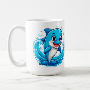 Niedlicher Cartoon Dolphin Splashing in Wasser Kaffeetasse
