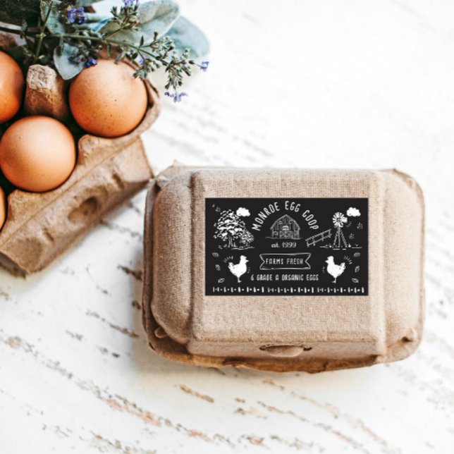 Niedlicher Cartoon Doodle Rustikale Eierkarton Rechteckiger Aufkleber (Von Creator hochgeladen)