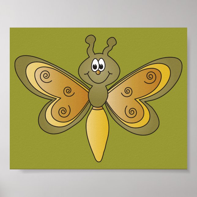 Niedlicher Cartoon Dragonfly Poster (Vorne)