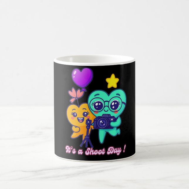 Niedlicher Cartoon Duo Kaffee Tasse - Shoot Day Fu (Mittel)