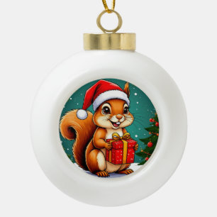 Niedlicher Cartoon-Eichhörnchen Keramik Kugel-Ornament