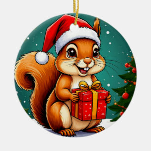 Niedlicher Cartoon-Eichhörnchen Keramik Ornament