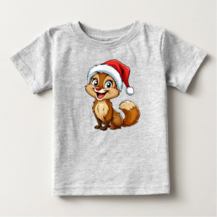 Niedlicher Cartoon-Eichhörnchen mit Weihnachtsmann Baby T-shirt