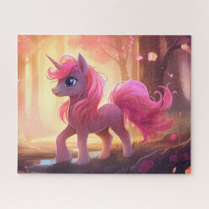 niedlicher Cartoon Einhorn gezeichnet rosa