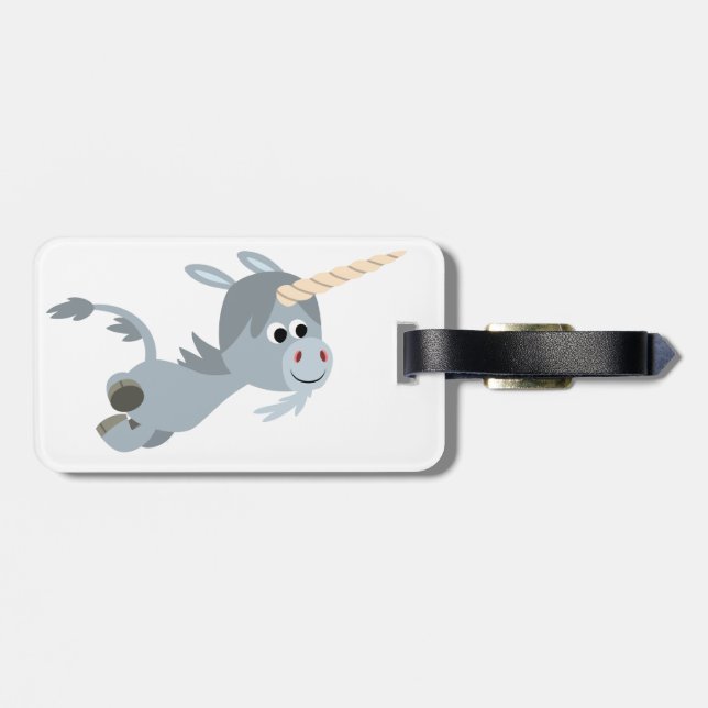 Niedlicher Cartoon Einhorn in eiligen Gepäckschild Gepäckanhänger (Rückseite horizontal)