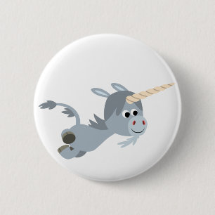 Niedlicher Cartoon Einhorn in einem Eile Button-Ab Button