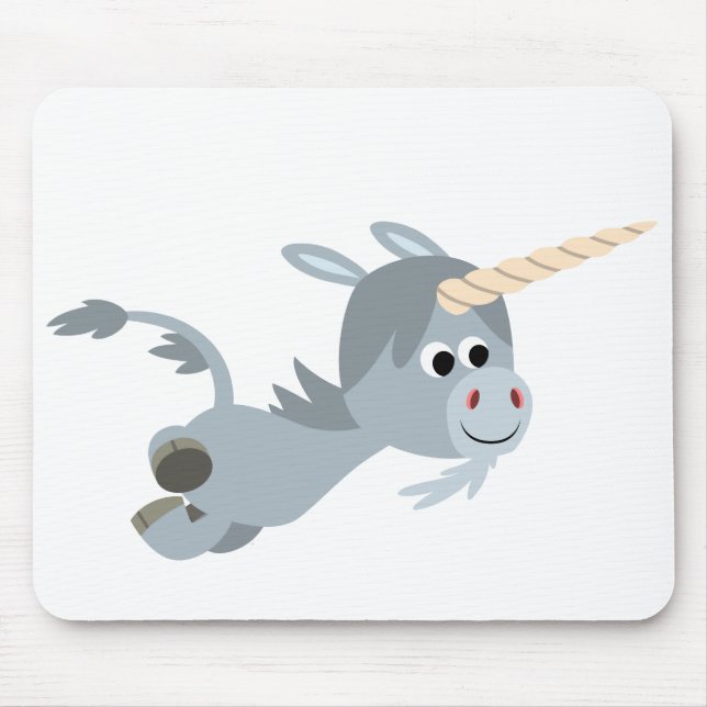 Niedlicher Cartoon Einhorn in einer eiligen Mousep Mousepad (Vorne)