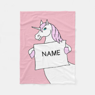 Niedlicher Cartoon Einhorn mit Zeichen Fleecedecke
