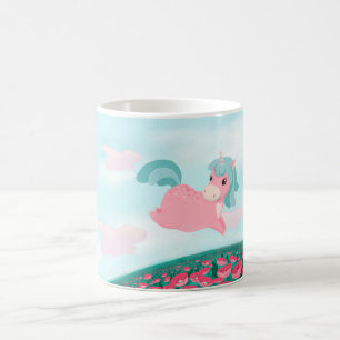 Niedlicher Cartoon Einhorn Rosa und Minze Kaffeetasse