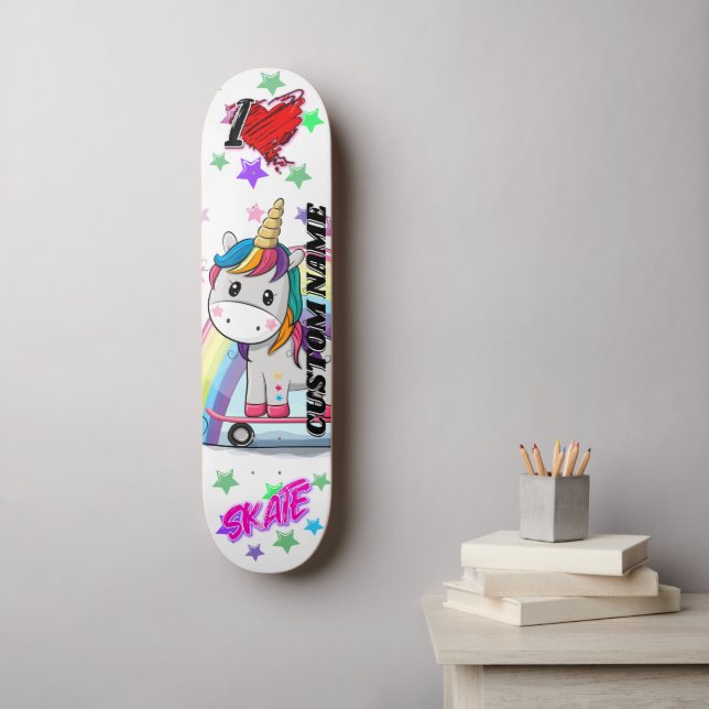 Niedlicher Cartoon Einhornskateboard Skateboard (Wandkunst)